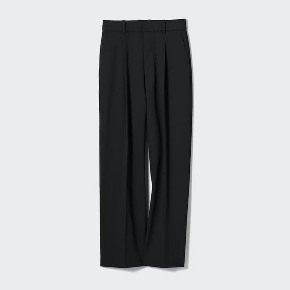UNIQLO Wide-Fit Pleated Pants - Black - Picture 1 of 4